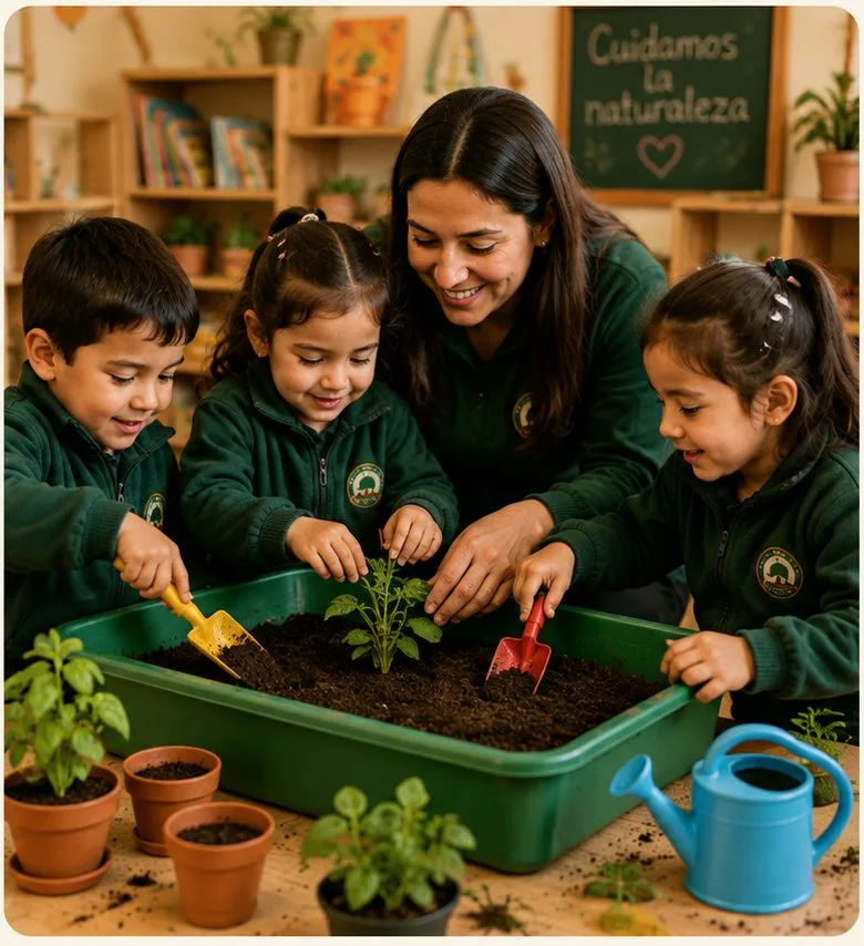 Taller de jardinería con las educadoras